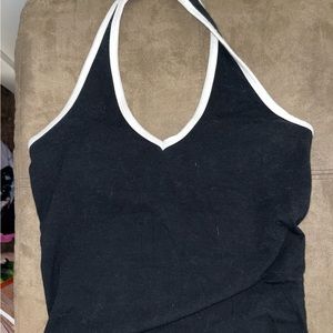 Hollister halter top with built in bra (black and white-size small)